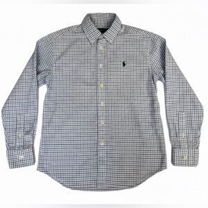 Polo Ralph Lauren Child Kid Boy Medium 10/12 White Checkered Button Down Shirt